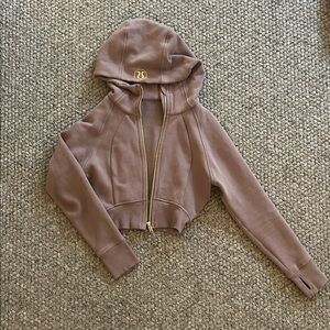 lululemon athletica Taupe Cropped Scuba Hoodie Jacket Sz 4 $118